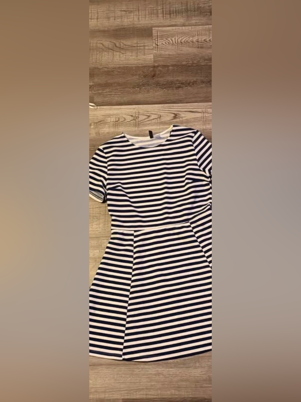 Divided Striped High-Low Dress in Black and White